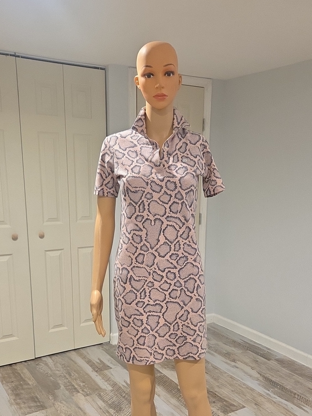 Lacoste Pink Snake-Print Polo Dress